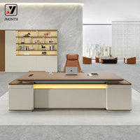 Bureau de direction moderne et élégant en forme de L pour patron ou PDG Meubles à panneaux en bois pour espace de travail de direction