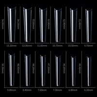 Faux-ongles Extra longs, 504 pièces/sac XXXL, embouts en forme de cercueil transparents, sans courbe C, couverture partielle