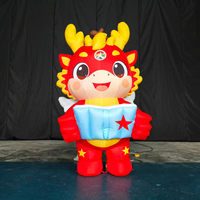 Mascotte gonflable géante de dessin animé 4m Dragon Rouge en tissu Oxford imperméable avec ventilateur intégré résistant au soleil pour la publicité chinoise