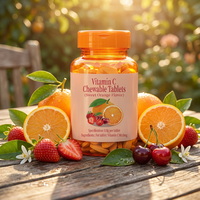 Comprimés à croquer de vitamine C saveur orange, marque privée OEM, 0,8 g 100 mg, supplément nutritionnel quotidien de VC pour adultes
