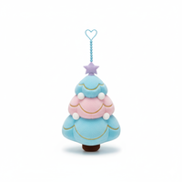Porte-clés en peluche personnalisé, écologique et de haute qualité, en forme de sapin de Noël, OEM ODM, pendentif kawaii en forme d'étoile ou de cœur, avec cordon.