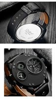 OULM 3741 Montre Homme Décontractée Sportive en Cuir à Quartz Lumineuse avec Plusieurs Fuseaux Horaires, Montre de Luxe Tendance pour Hommes – Vente en Gros