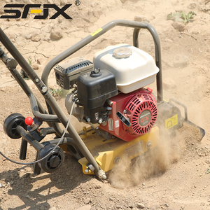 Compacteur à plaques à essence SFX avec moteur GX160, couleur jaune, pour le compactage du sol - Product Image 1