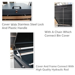 Ngoài trời Bốn cửa rác lưu trữ đổ với 240L thép Thùng rác bao gồm đồ nội thất sân vườn vật liệu kim loại - Product Image 3