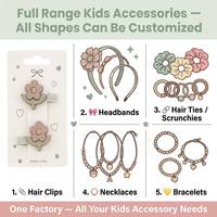 Barrettes en feutre pour enfants en gros, personnalisables OEM, avec pétales découpés au laser pour filles, faible MOQ 300 pièces