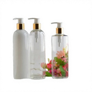 Bouteille de gel douche, lotion ou shampoing personnalisable en plastique PET de 400 ml, forme Boston, avec pompe, or ou argent, pour cosmétiques et soins de la peau, impression sérigraphique - Product Image 2