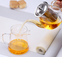 Théière en verre borosilicate de 20 oz (600 ml) de style américain, personnalisable avec un filtre en acier inoxydable, écologique, pour le café et le thé