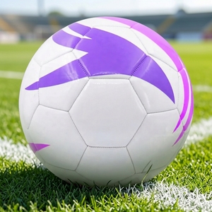 Custom Logo Size 5 PU Soccer Ball Machine Stitched <b>White</b> Purple Lightning Pattern <b>Football</b> for Club Training Wholesale - Product Image 2