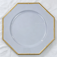 Assiette de présentation ronde en plastique doré champagne ajourée pour décoration de table de mariage et de banquet
