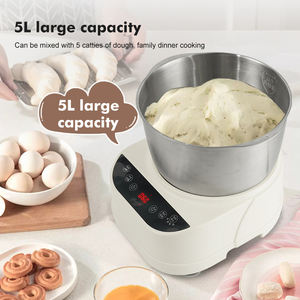 Máquina para Hacer Masa <span class=keywords><strong>de</strong></span> Pizza, Pastel, Pan y Dumplings, 200W, Amasadora Eléctrica con Tazón Mezclador <span class=keywords><strong>de</strong></span> Acero Inoxidable <span class=keywords><strong>de</strong></span> 5L/7L - Product Image 3