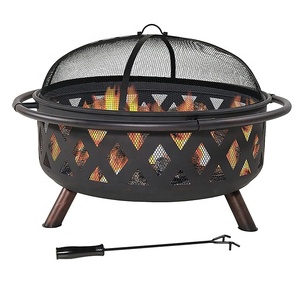 Pozo de fuego Crossweave de 36 pulgadas en bronce negro incluye Pantalla de chispa de cubierta de póker hecha de acero duradero para hogueras de patio trasero - Product Image 1