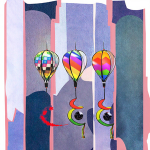 HuBiao HBFC004 Cross-Border Rainbow Waterproof Hot Air <b>Balloon</b> Colorful Sequin Pinwheel Pendant 28cm Diameter 110cm Garden - Product Image 3