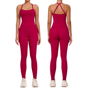 Ensemble <span class=keywords><strong>de</strong></span> yoga pour femmes, couleur unie, soutien-gorge <span class=keywords><strong>de</strong></span> <span class=keywords><strong>sport</strong></span> sans couture et leggings, tenue <span class=keywords><strong>de</strong></span> <span class=keywords><strong>sport</strong></span> deux pièces pour la salle <span class=keywords><strong>de</strong></span> <span class=keywords><strong>sport</strong></span>, l'entraînement et les activités sportives - Product Image 1
