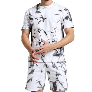 Two Piece Men's Casual Solid Breathable Eco-Friendly Lightweight Twin Set Short Sleeve <b>Top</b> Shorts Customized Color Option Summer - Product Image 1