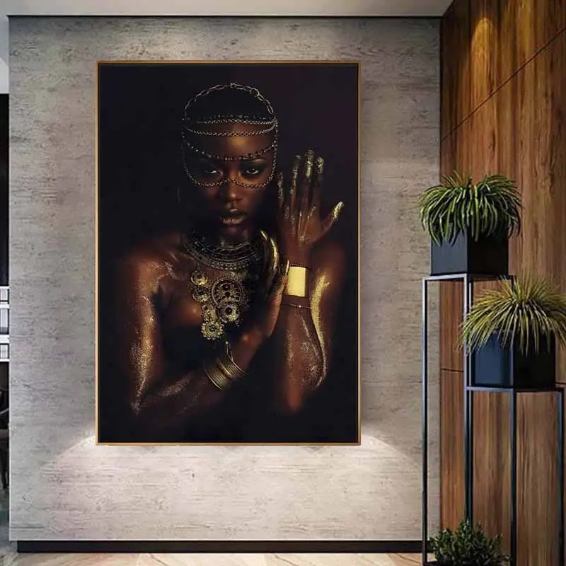 방 장식 고전적인 현대 흑인 여성 고급 벽 예술 그림 거실 가정 장식 벽 장식 크리스탈 도자기 그림