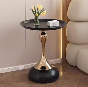 Table basse ronde nordique de luxe en or, table d'appoint haut de gamme, style design industriel pour la famille, l'hôtel ou la chambre - Product Image 4