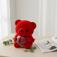 Collier avec rose éternelle rotative et ours en peluche JIN PENG - Cadeau idéal pour la Saint-Valentin, la fête des mères et les mariages