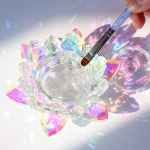 Tazón de Cristal Transparente con Forma de Loto para Limpieza de Uñas, Recipiente de Acrílico Colorido para Líquidos, para Salón de Manicura - Product Image 1