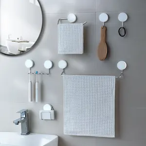 SHIMOYAMA birden tasarımlar banyo organizatör için dayanıklı ve güçlü ABS emme duvar alüminyum kanca seti banyo