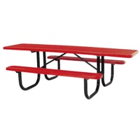 Muebles de patio al aire libre comercial 6 pies 8 pies acero ADA mesa de picnic exterior restaurante evento comedor conjunto metal Mesa para discapacitados silla