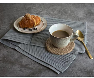 Taille <span class=keywords><strong>personnalisée</strong></span> logo gaufre gris 100% coton linien microfibre nettoyage <span class=keywords><strong>de</strong></span> la cuisine torchon pour Restaurant - Product Image 3