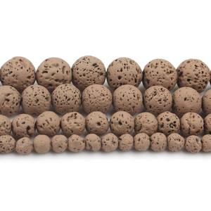 15 ''резиновая из вулканической породы бусины коричневый круглый свободные вулканического камня бусины для изготовления ювелирных изделий - Product Image 2