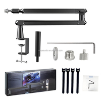 Support de microphone réglable en métal avec bras articulé à ciseaux et conception pliable pour studios de radiodiffusion et scènes