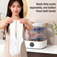 Mesin Cuci Mini Portable Top Loading Dengan Kontrol Elektronik Untuk Penggunaan Rumah Tangga Bodi Plastik Putih Gagang Oranye