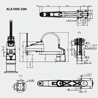 Robot SCARA robuste KLA1000-20N de 20 kg, portée de 1000 mm, guidé par la vision 2D/3D, pour la préhension et le placement, et l'asservissement de machines