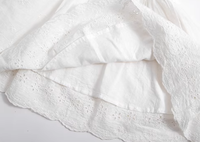 Petites filles tenue décontracté manches flottantes solide blanc 100% coton oeillet dentelle robe coton dos nu Mini robes