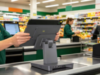 Tablette Android 14 GMS de 11 pouces avec NFC SoftPOS prêt à l'emploi, scanner 1D/2D sur écran, 4G LTE pour la vente au détail intelligente