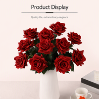 Bunga Mawar Buatan Premium Red Tones Real Touch Hydrated, Dekorasi Pernikahan Elegan