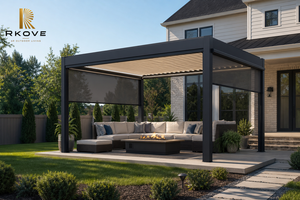 Pergola moderne d'extérieur RKOVE RK-C2 4*5m, auvent pour camping-car, caravane, pare-soleil pliable, structure en aluminium, toile Oxford enduite de PVC - Product Image 4