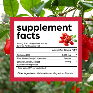 Boost Metabolism Berberine HCL Complex 1250MG Vegetable Capsules Bitter Melon Fruit Plant-Based <b>Supplement</b> for Gut Support - Product Image 2