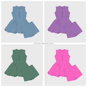 Ensemble de vêtements pour filles, robe + short, assortiment de couleurs et de motifs, vêtements de sport pour bébé et adolescent, vêtements de sport pour enfants, tenue 2 pièces - Product Image 2