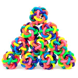 Jouet à mâcher pour animaux de compagnie en caoutchouc tressé coloré <span class=keywords><strong>TRP</strong></span> écologique à prix d'usine, avec clochette à l'intérieur pour chats et chiens - Product Image 4