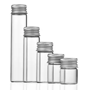 Wholesale 10ml Empty Small Glass Bottles DIY Candy Storage Air Tight Glass Jars with Golden Color Screw Lids