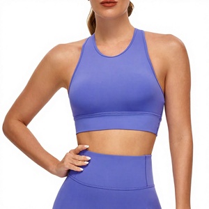 Women <b>Racerback</b> Sports <b>Bra</b> Front Custom High Support Solid Color Yoga Activewear Gym Wear Adults Eco-Friendly Breathable High - Product Image 1