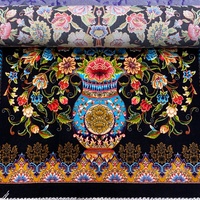 Tapestry Dinding Motif Vas Bunga Persia Vintage, Latar Belakang Hitam, Seni Tenun, Dekorasi Rumah 50*80cm