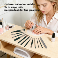 Kit de manucure et pédicure professionnel en acier inoxydable avec logo personnalisé, coupe-ongles vert 7/10/12/18 pièces