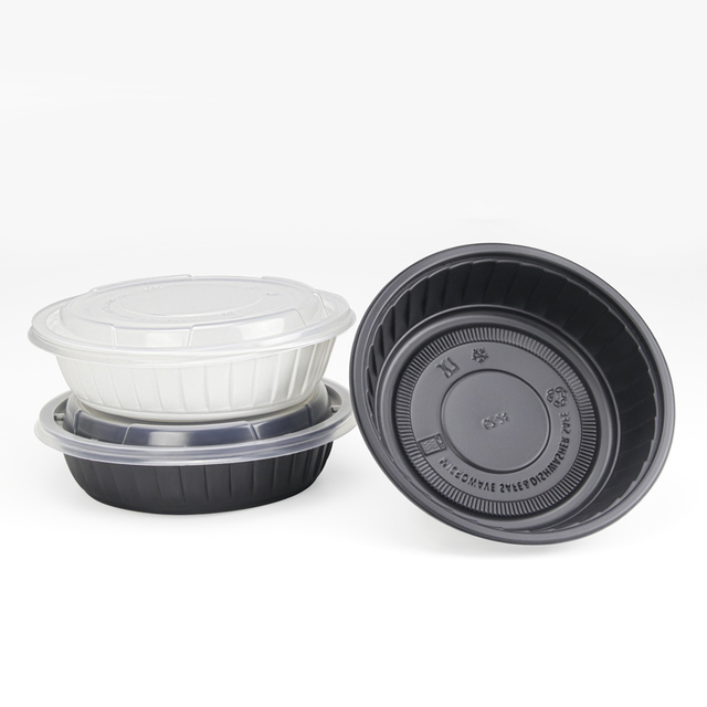 Food Container 5 Compartment Plate Disposable Mfpp Meat Tray Microwave Plastic Packaging for Party Round Bowl
