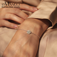 Bracelet élégant EManco en acier inoxydable doré, style minimaliste, avec breloque disque texturé, pour femme, idéal pour les rendez-vous et le quotidien