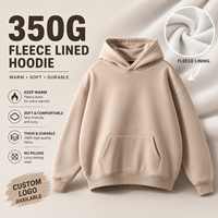 Sudadera con Capucha Oversize Estilo Urbano, 350gsm, Hombros Caídos, Felpa, Unisex, Lisa, para Impresión de Logotipo Personalizado