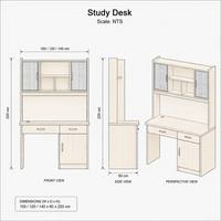 Bureau d'ordinateur intégré avec bibliothèque, moderne, minimaliste, durable et peu encombrant, pour la maison, le bureau, l'étude ou la chambre.