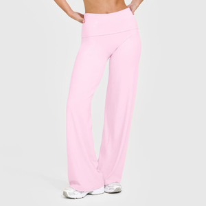 Pantalon de yoga pour femme à taille haute, coupe droite, en Spandex/Nylon, extensible dans les quatre sens, écologique, personnalisable, pour le sport, vente en gros - Product Image 3