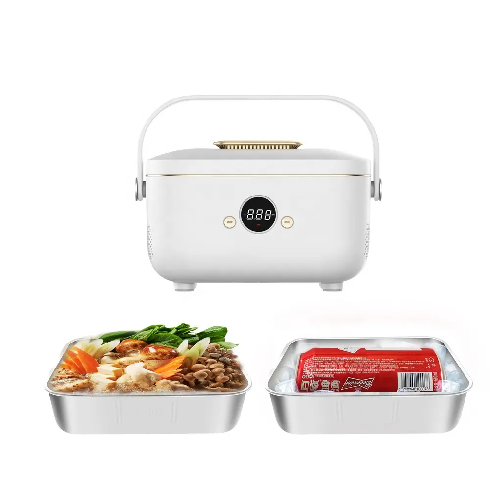 Hot Selling 12v/110v Modern Heating Electric Lunch Box Household Kitchen Car Food Warmer with Mini Cooling Storage Refrigerator