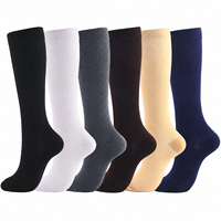 Kaos Kaki Kompresi Warna Solid Grosir Setinggi Lutut Bahan Nylon Spandex untuk Perawat, Perjalanan, Olahraga, OEM, Label Pribadi