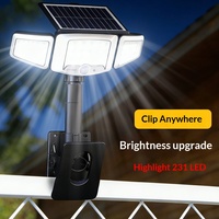 Lampadaire LED solaire transfrontalier à trois têtes, étanche IP65, avec détecteur de mouvement, pour usage domestique, extérieur, cour et route