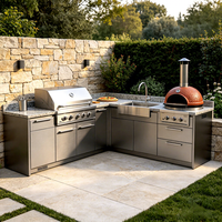 Cuisine extérieure, armoires en acier inoxydable sur mesure, îlot de cuisine modulaire, cuisine barbecue, cuisine de jardin pour cour arrière, villa, OEM ODM
