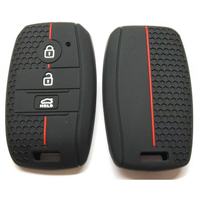 Funda de Silicona Antideslizante para Llave de Coche, Compatible con la Serie Hyundai, Llave Remota Plegable de 3 Botones con Decoración de Línea Roja